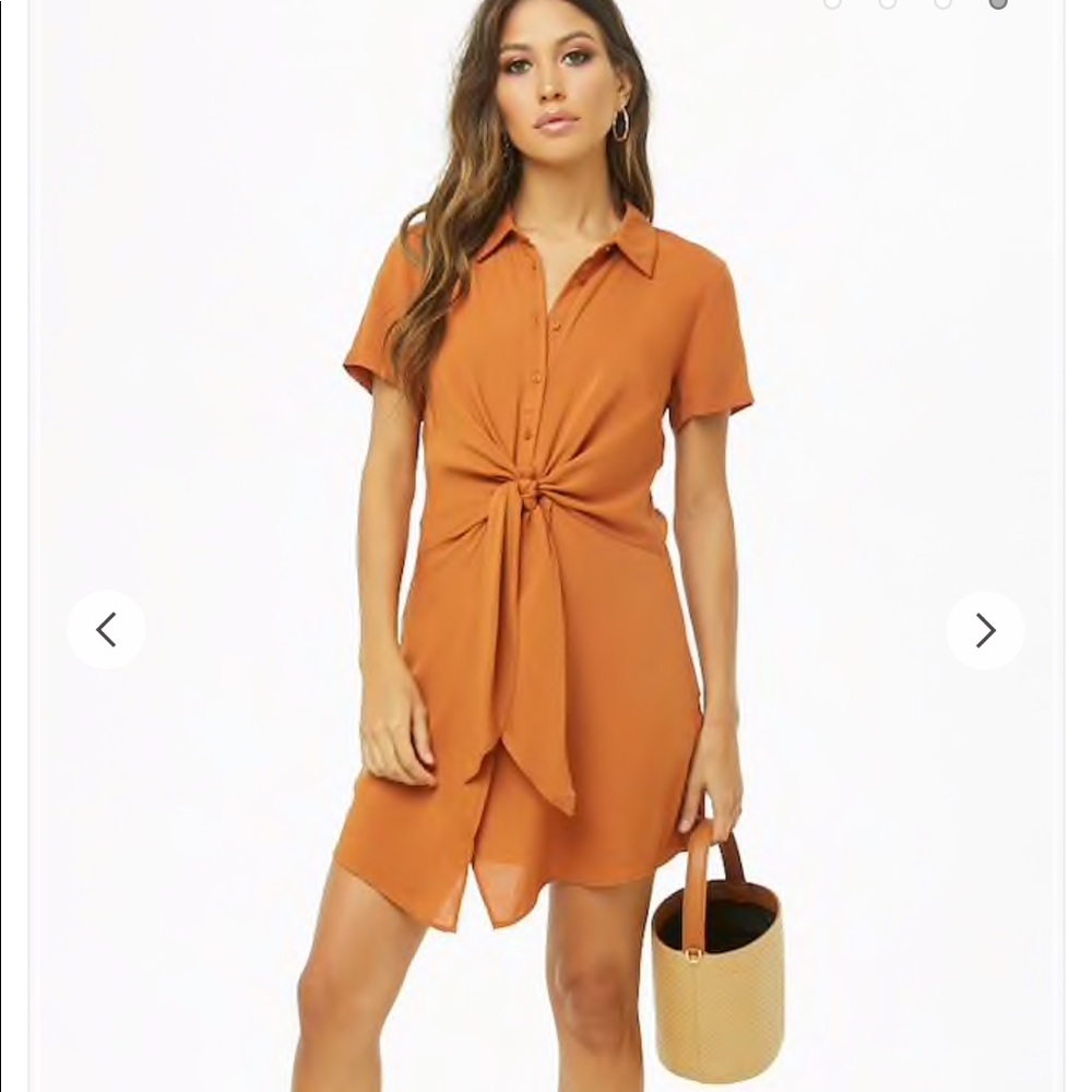 Forever 21 Contemporary Orange Front Tie Dress